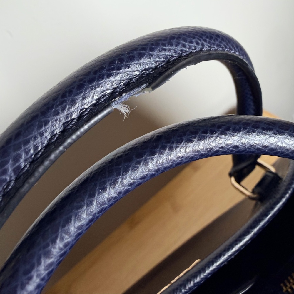 Coach Navy Pebbled Leather Top Handle Satchel Gold Hardware Margot Bag Blue - Picture 14 of 14